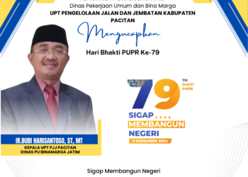 Ir.BUDI HARISANTOSO, ST, MT Kepala UPT PJJ Pacitan Dinas PU Binamarga Jatim Mengucapkan Selamat Hari Bhakti PUPR Ke 79