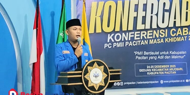 Ketua Umum PC PMII Pacitan Sunadi, menegaskan peran sebagai agent of change, menjaga independensi, dan siap mengawal kebijakan publik agar tetap berpihak pada rakyat menyongsong 2026. (Foto : Sunardi Berita Pacitan)