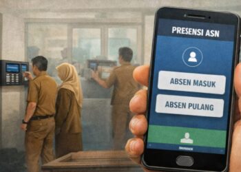 Gambar ilustrasi uji coba sistem absensi ASN berbasis mobile yang mulai diterapkan di lingkungan Pemkab Pacitan. (Foto : Ilustrasi Canva)