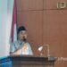 Agus Salim memberikan sambutan usai ditetapkan sebagai Ketua IKA PMII Pacitan periode 2026–2031 dalam Muscab-III di Gedung DPRD Pacitan, Minggu (26/4/2026). (Foto: Yusuf Arifa'i for Beritapacitan.com)